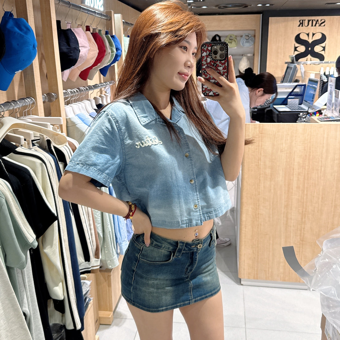 韓國 Satur Bon Voyage Denim Shirt【SR122】