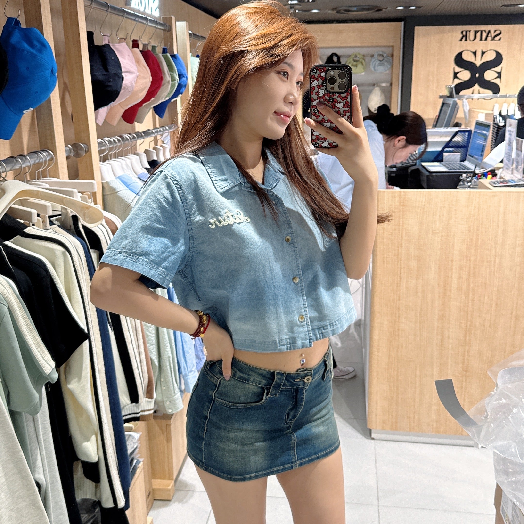 韓國 Satur Bon Voyage Denim Shirt【SR122】