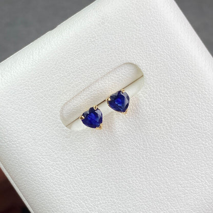 日本直送 愛心藍寶石金耳釘【JS376】