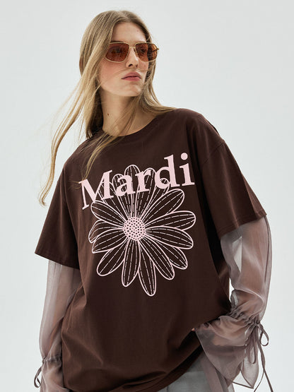 韓國 Mardi Mercredi UNISEX TSHIRT FLOWERMARDI【MM075】