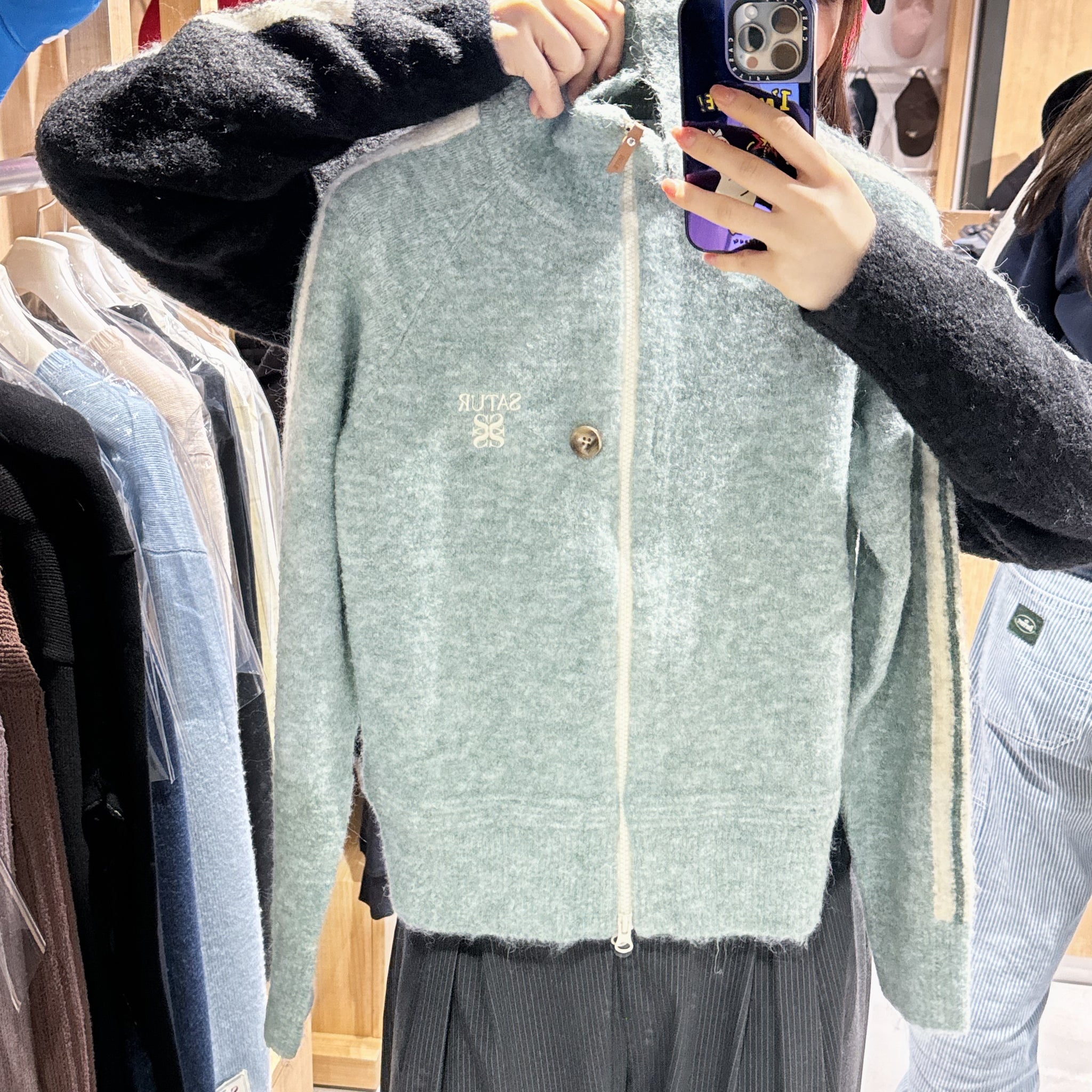 韓國 Satur Lawton Boucle Knit Zip-Up【SR186】