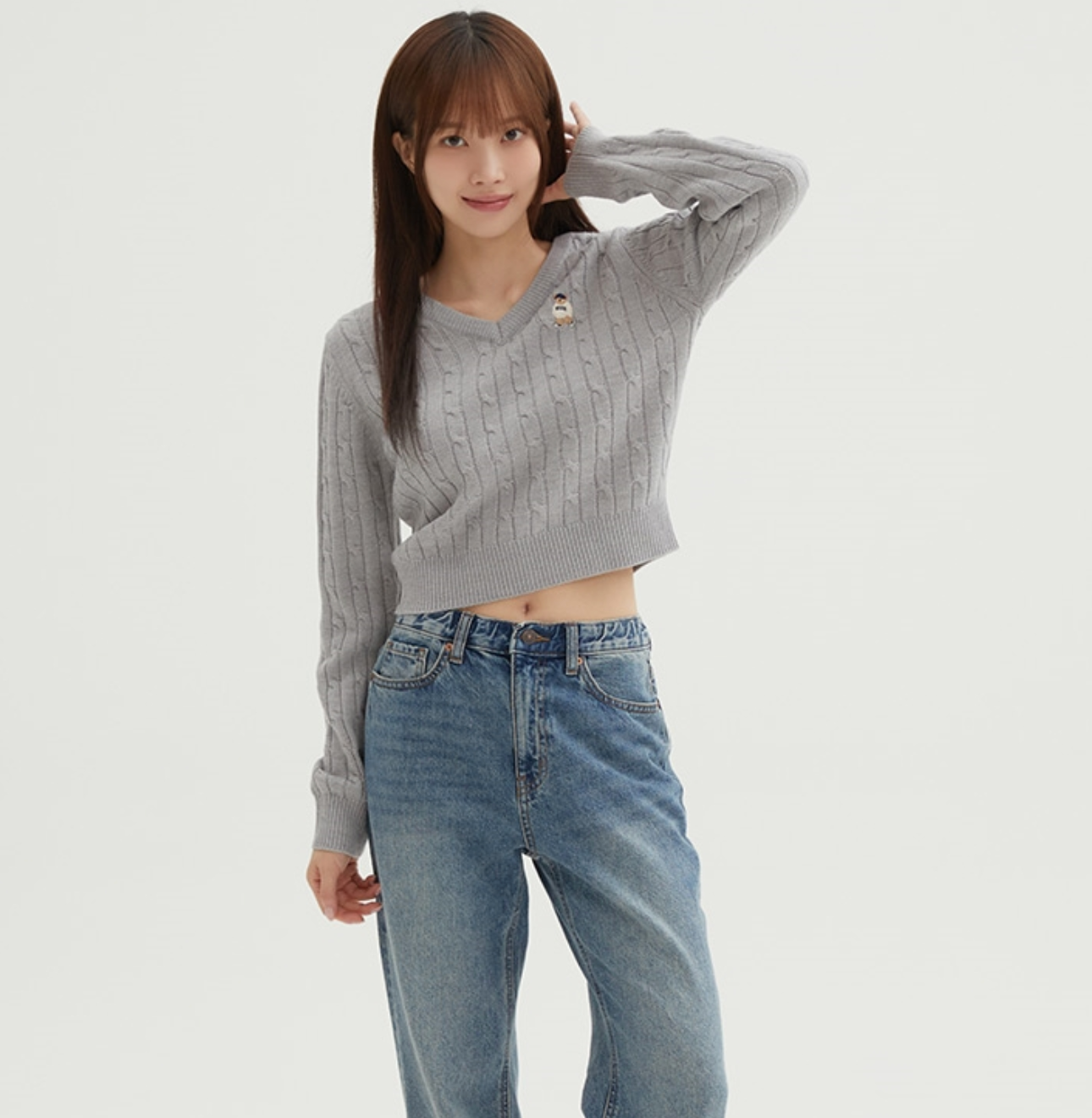 韓國 SPAO Cable V-neck Crop Sweater【SP210】