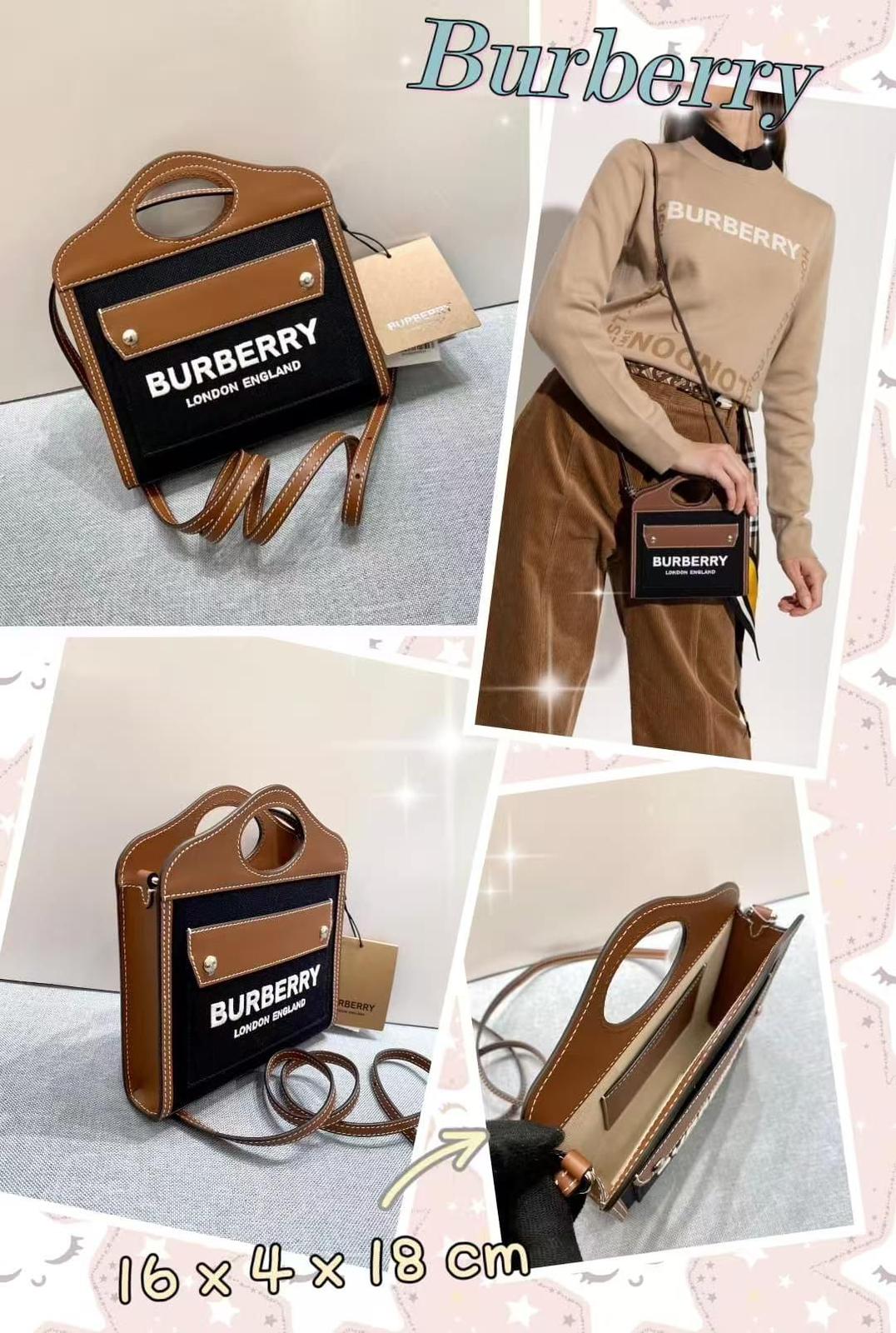 BurberryTwo tone Logo Embroidered Micro Pocket Tote Bag 【YS105】