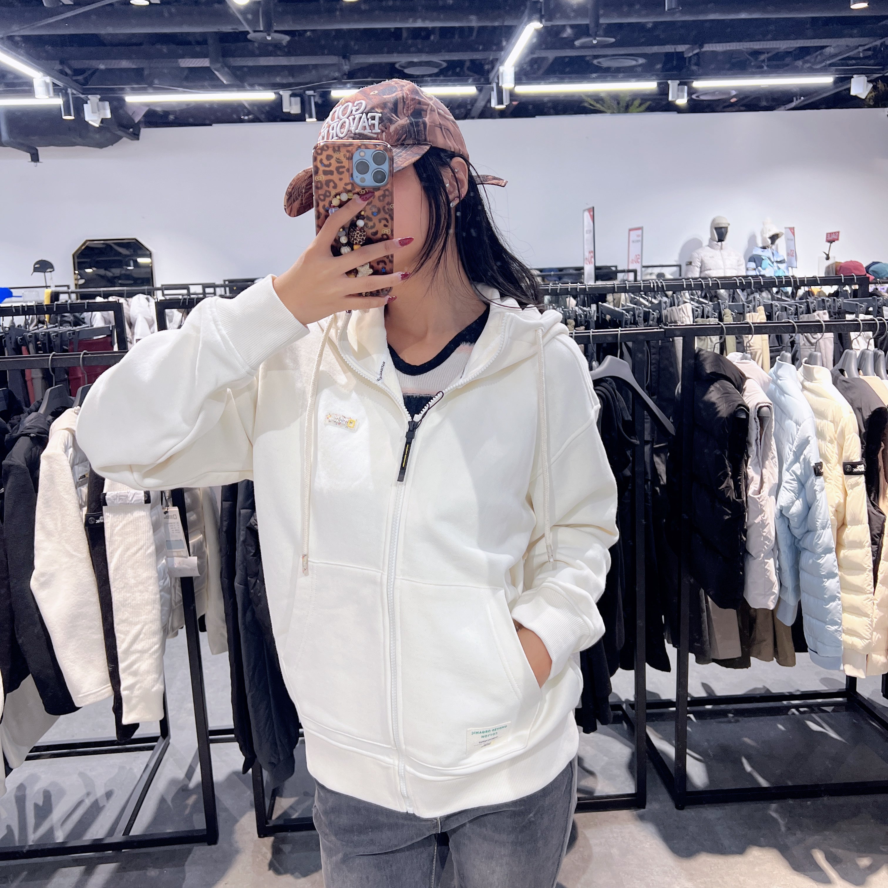韓國 National Geographic UNDYED ORGANIC Loungewear Loose Fit Hooded Zip-Up【NG092】
