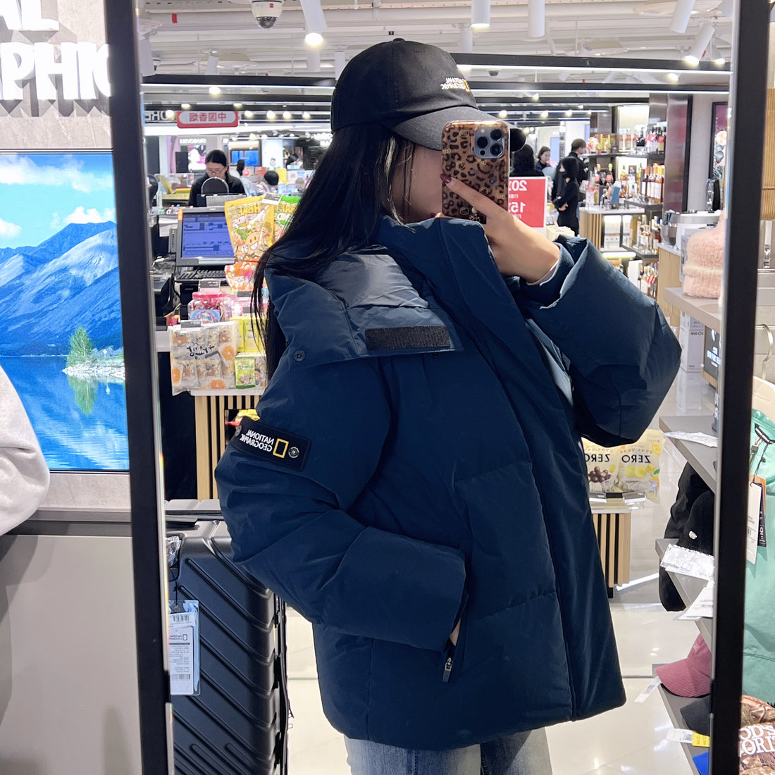 韓國 National Geographic Glossy Short-Length Hoodie Down Jumper【NG130】