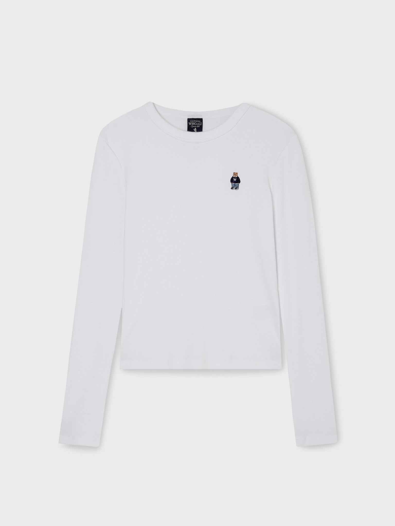 韓國 WhoAU Steve Ribbed Long Sleeve T-shirt【WA248】