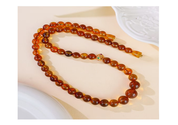 琥珀紅藍珀18K圓珠塔鏈 (訂金$500，總售價為 $7,378)【SE680】