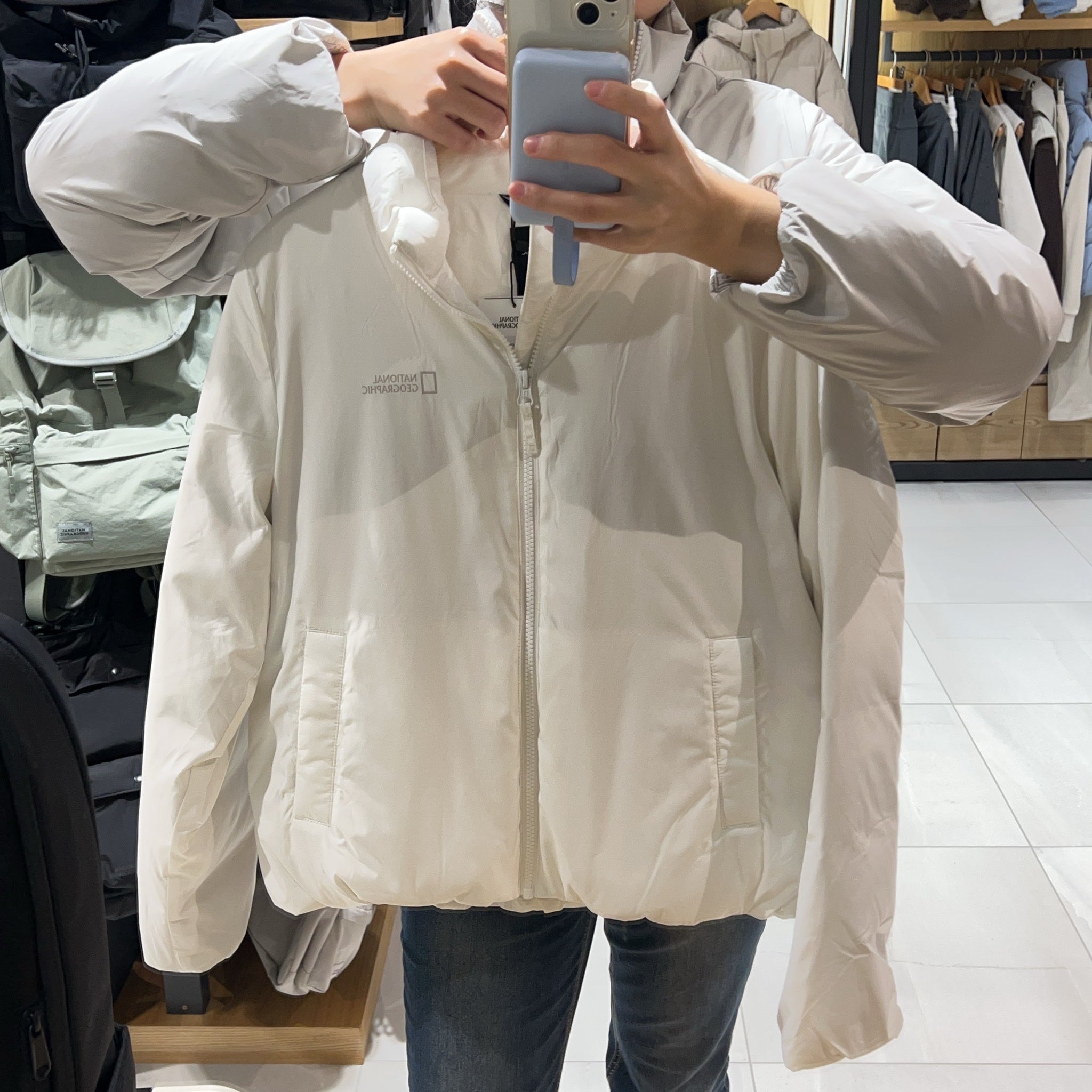 【現貨】韓國 National Geographic Women's Fowlie Stand-Neck Non-Quilted Duck Down Jumper (鴨絨)【NG182】