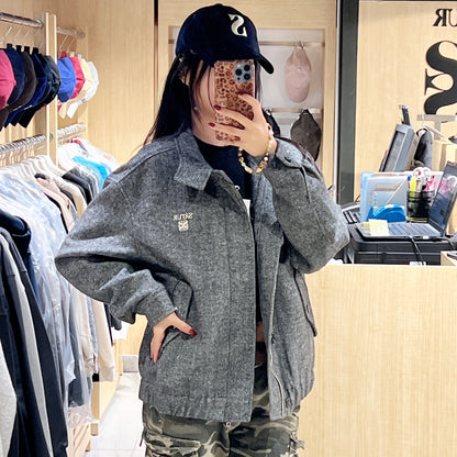 韓國 Satur Herringbone Wool Blend Blouson Jacket【SR199】