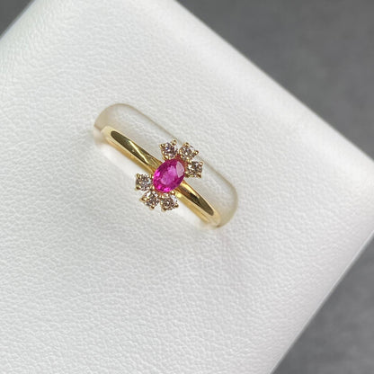 日本直送 小花紅寶鑽石戒指【JS382】