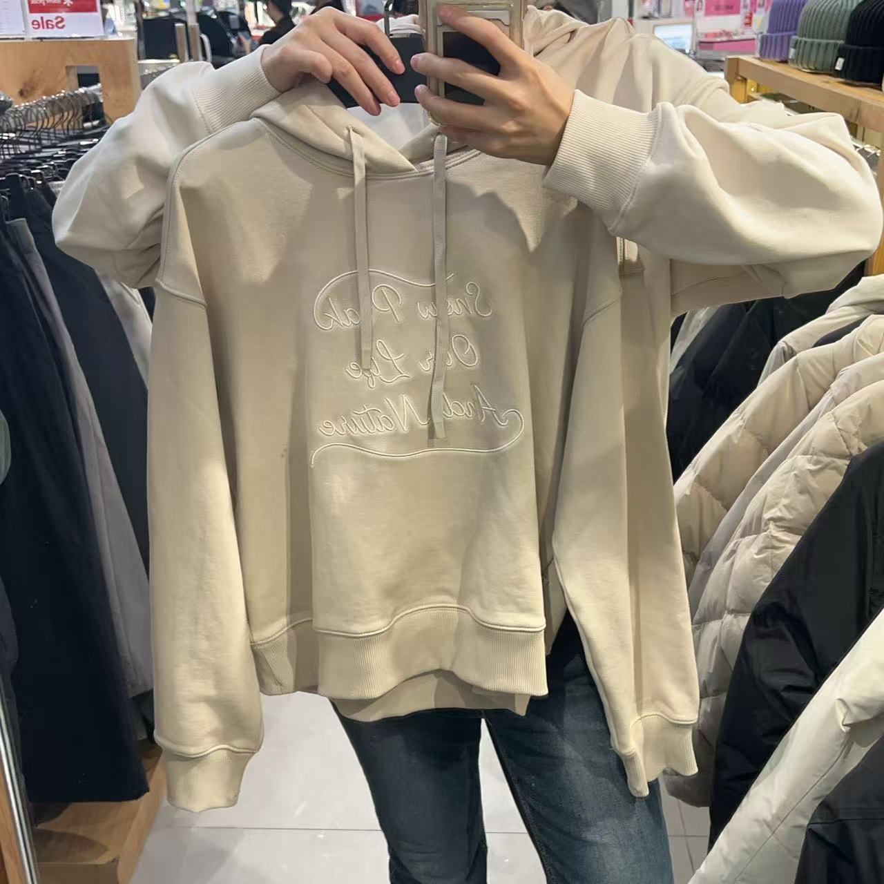 韓國 Snowpeak Women's Lettering Semi-Crop Hooded T-Shirt【SN075】