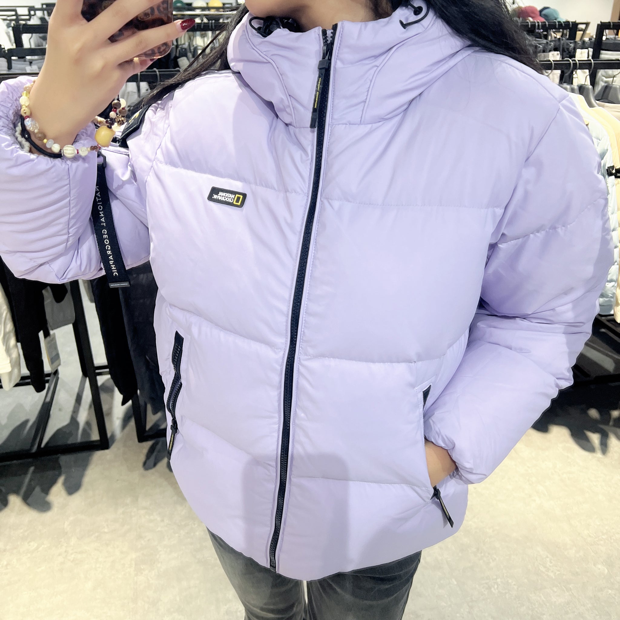 韓國 National Geographic Women's Golden Mall Short-Length Goose Down Hoodie Jumper (鵝絨)【NG064】