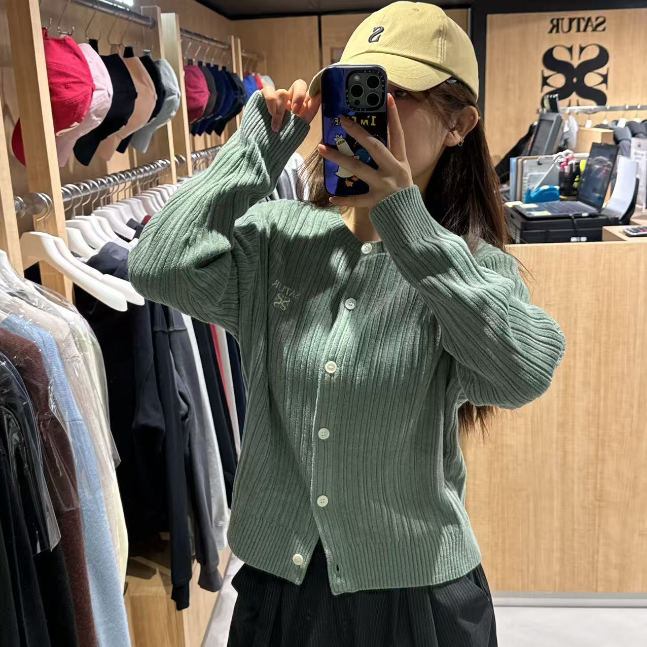 韓國 Satur Fleece Crew Neck Cardigan【SR178】