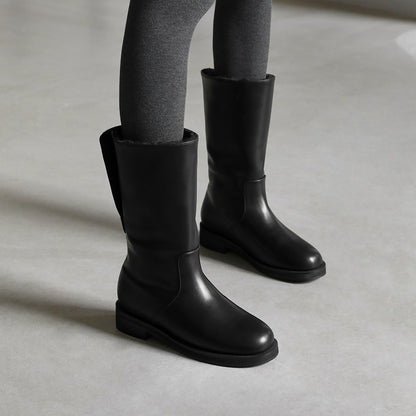 韓國 Sappun Bendor fur-lined mid-calf boots (3.5cm)【AU038】