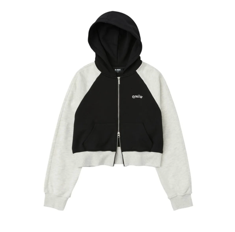 韓國 Nerdy Women's Raglan Cropped Hoodie Zip-Up【NY039】