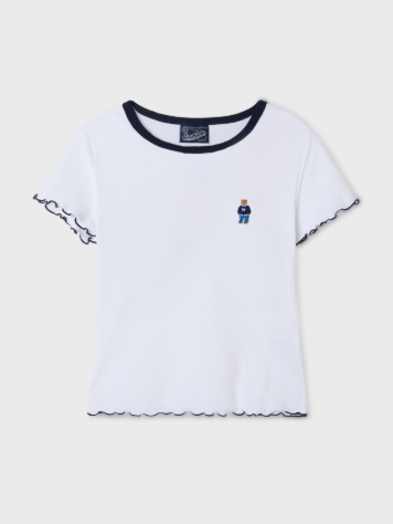 韓國 Who.A.U Steve Ribbed Frill T-shirt【WA168】