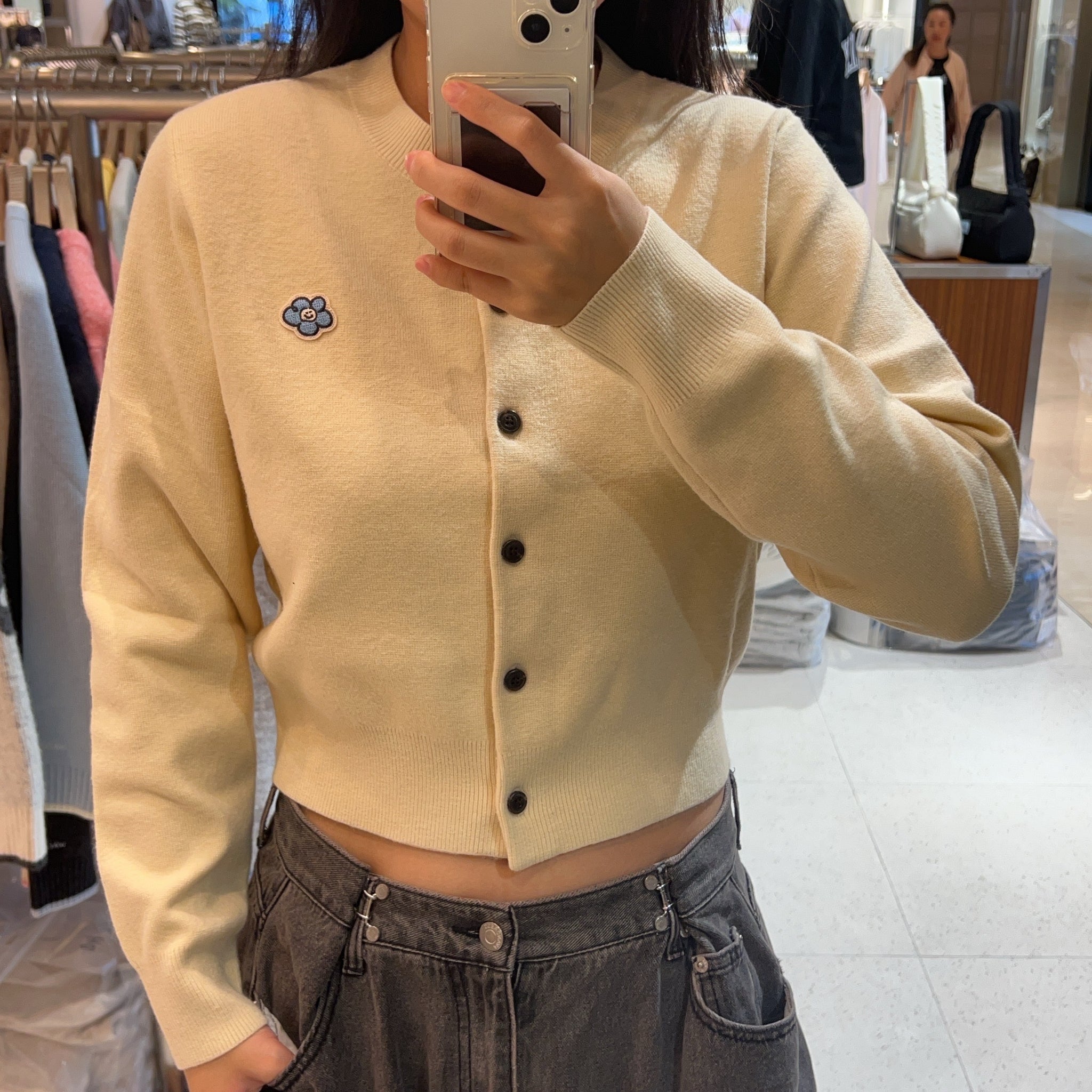 韓國 Wacky Willy Women's Lily Wappen Round Neck Cardigan【WW036】