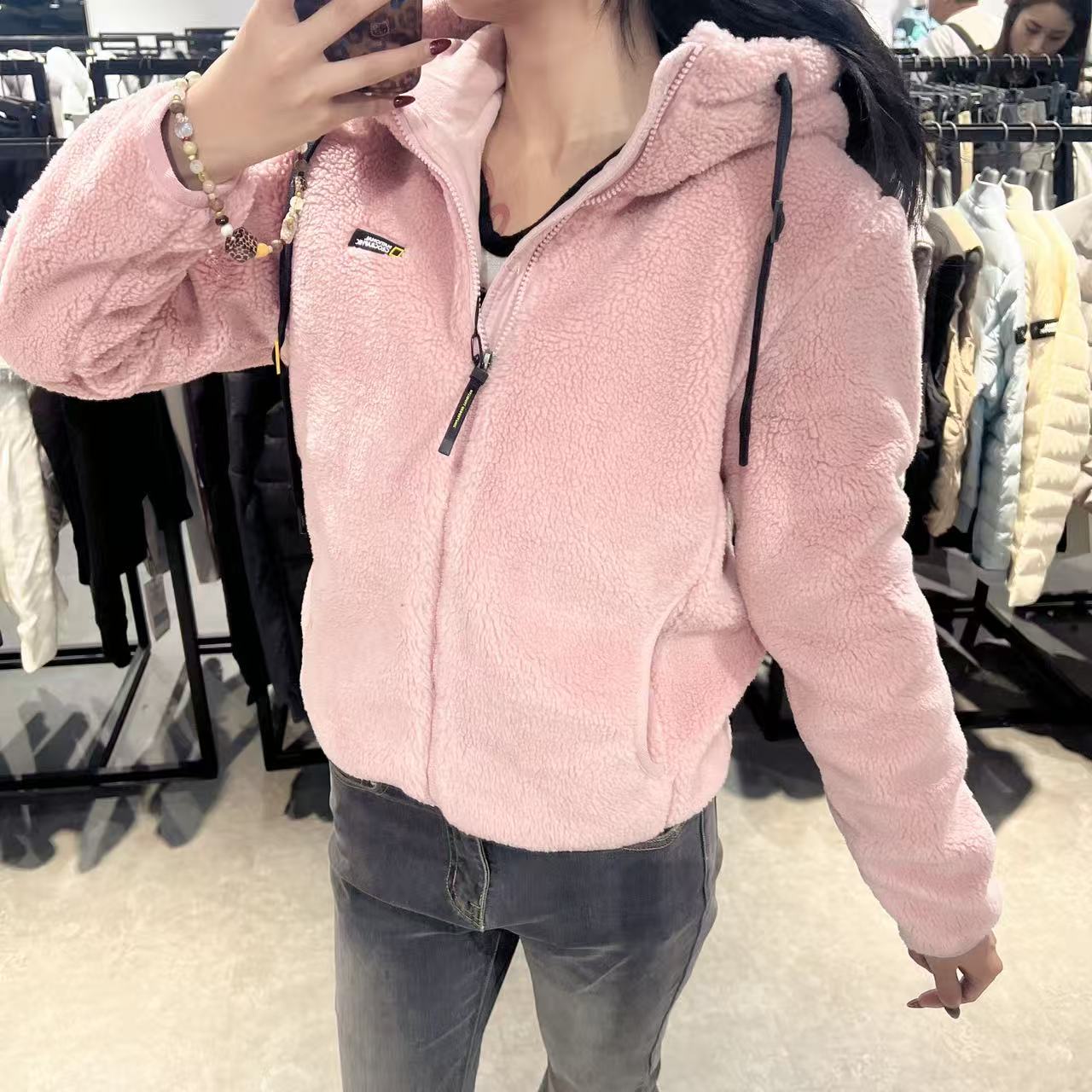 韓國 National Geographic Women's Winter Costoni Poggle Hooded Fleece Jacket【NG058】