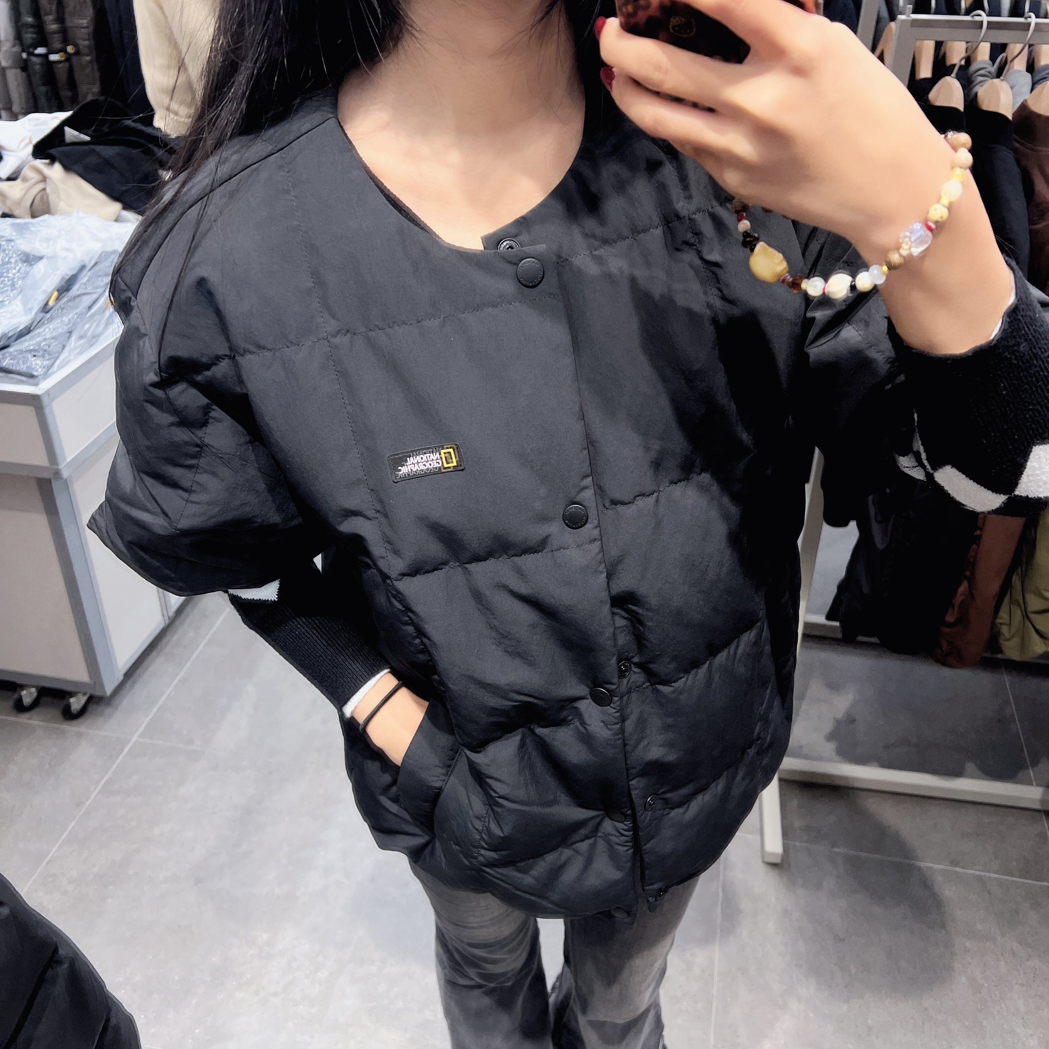 韓國 National Geographic Heron U-Neck Lightweight Down Short-Sleeved Jumper (鵝絨)【NG194】