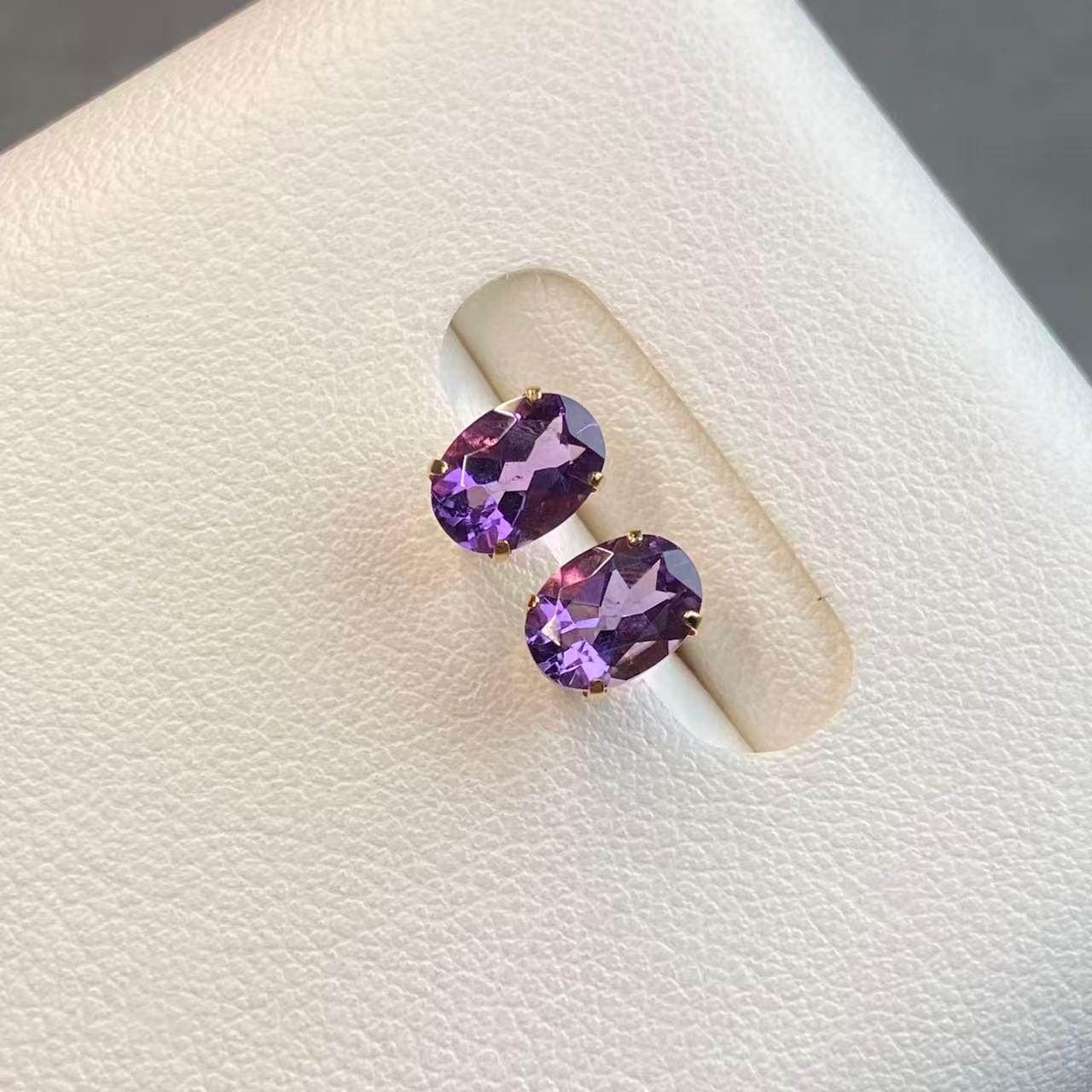 日本直送 薰衣草紫晶18K金耳钉【JS358】