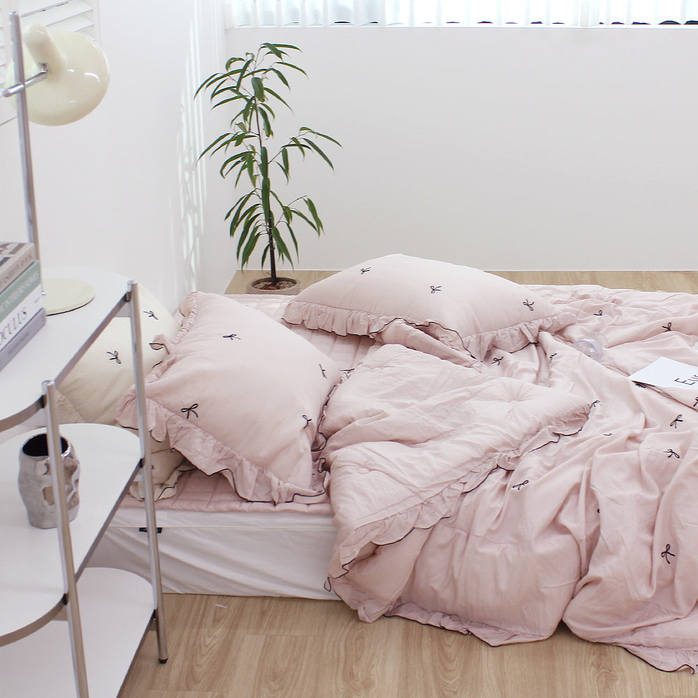 韓國 法式花邊蝴蝶刺繡結莫代爾(有花邊)【SM404】