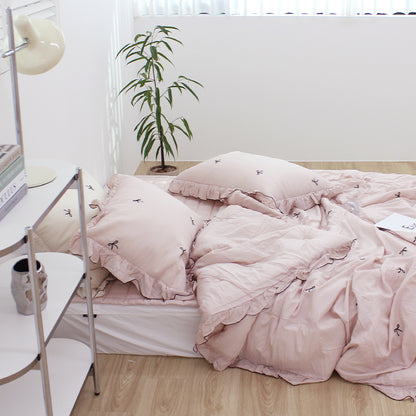 韓國 法式花邊蝴蝶刺繡結莫代爾(有花邊)【SM404】