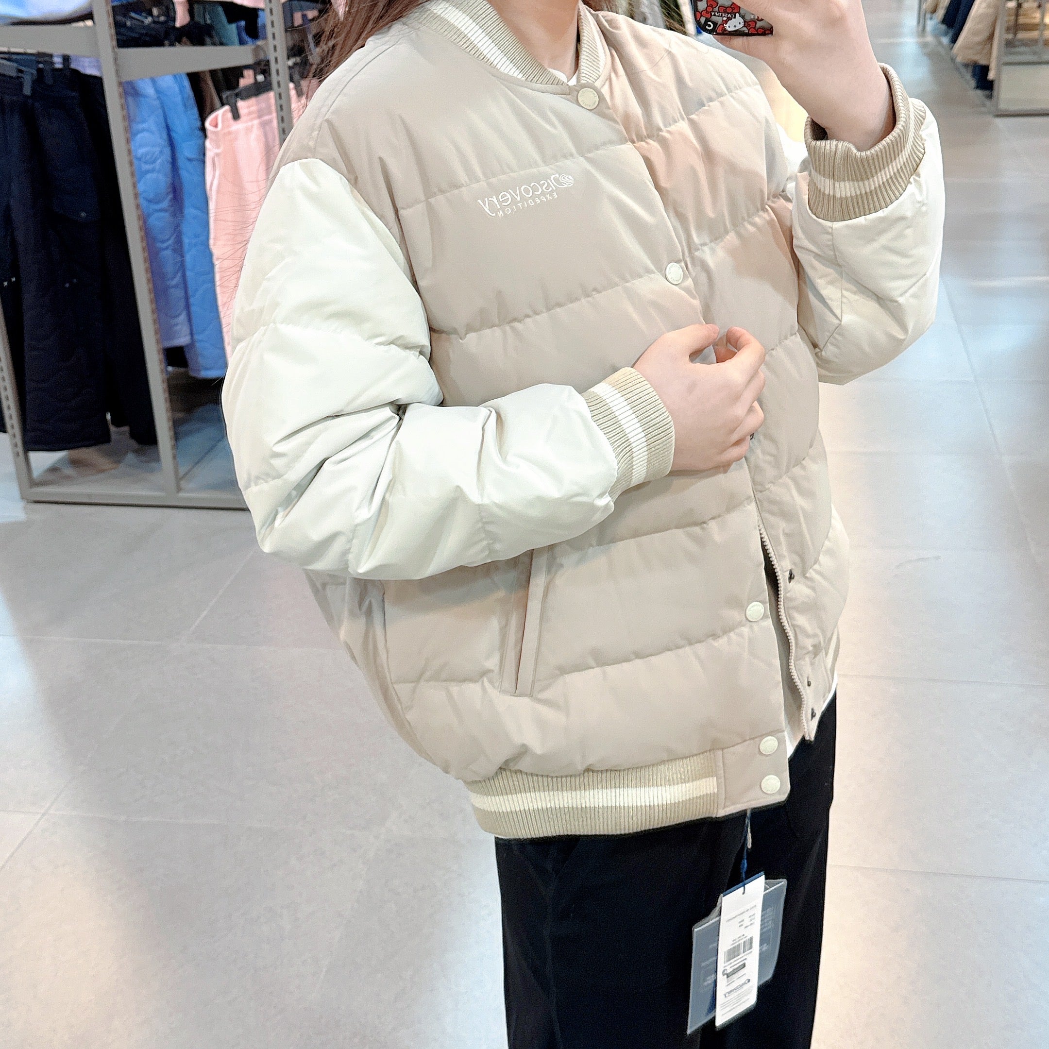 韓國 Discovery Kids Color Block Varsity Down Short Padding (鴨絨)【DY206】