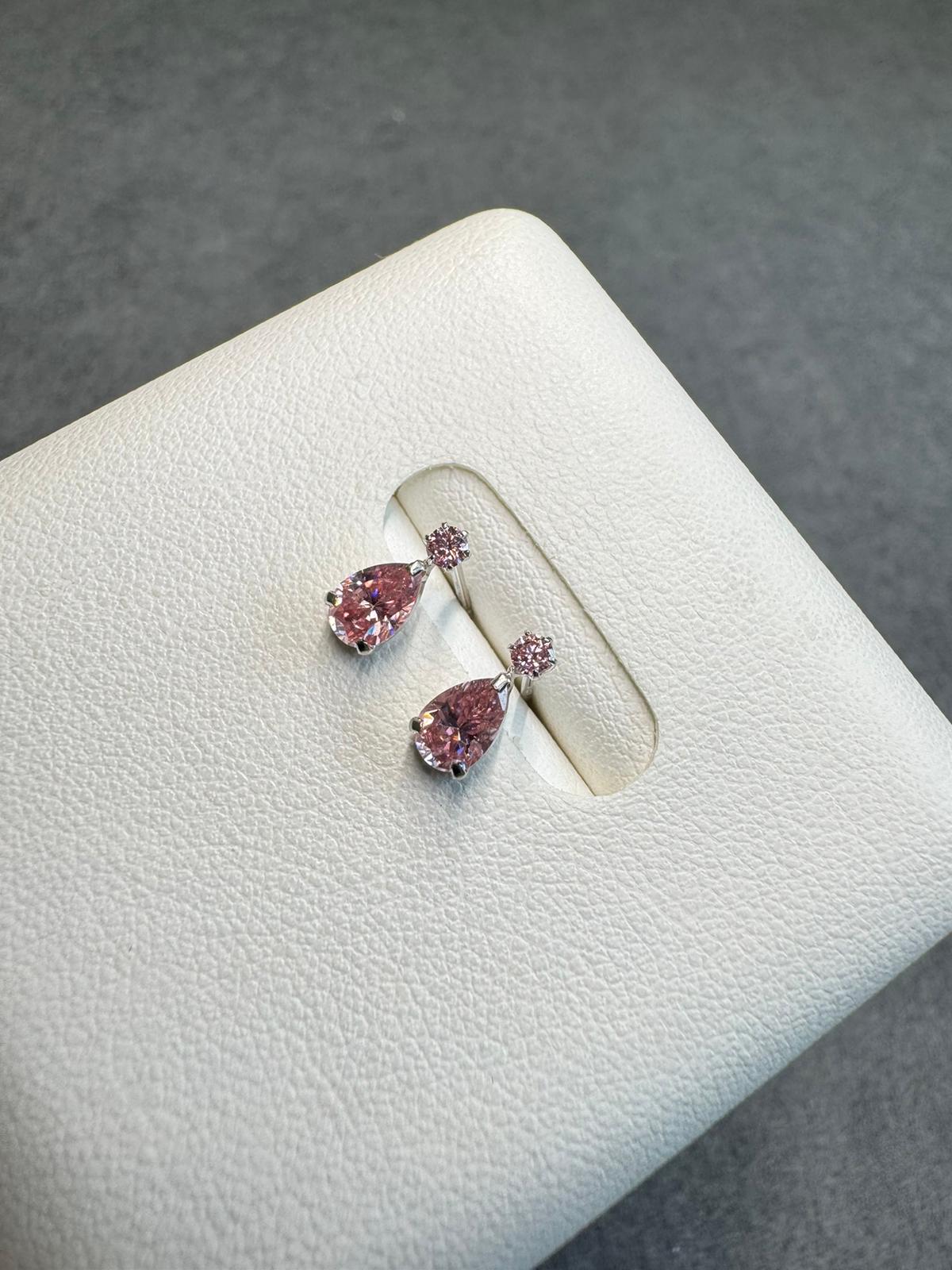 日本直送 18k粉莫桑水滴星星星星金耳釘【JS433】