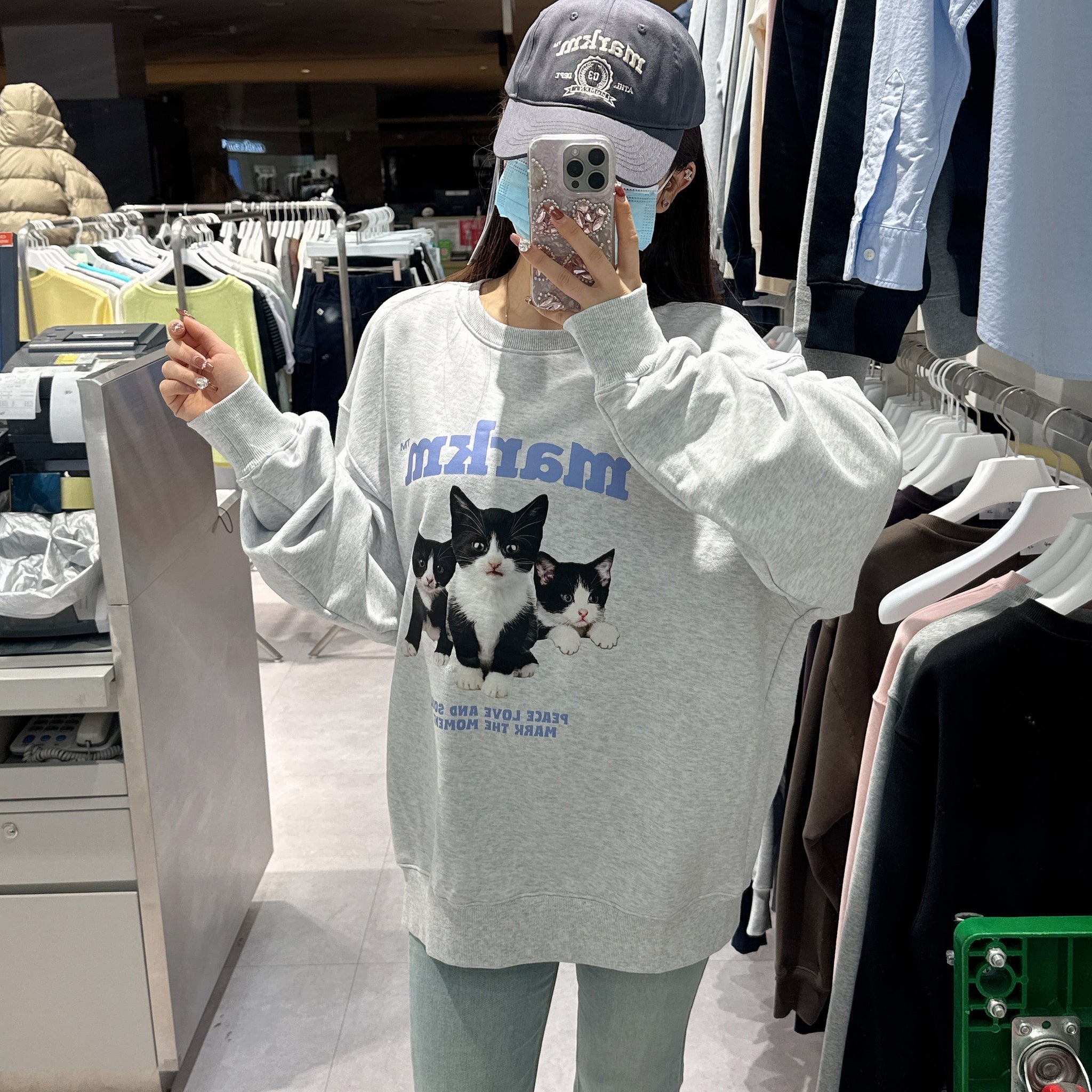 韓國 Markm MARKM KITTEN CREWNECK SWEATSHIRT【MA106】