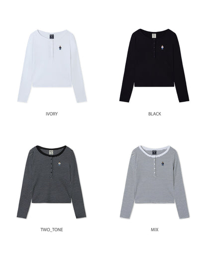 韓國 Who.A.U Steve Henry Neck T-Shirt【WA195】