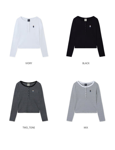 韓國 Who.A.U Steve Henry Neck T-Shirt【WA195】
