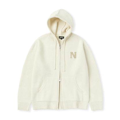 韓國 Nerdy Classic N Lambswool Blended Sweater Hoodie Zip-Up【NY061】