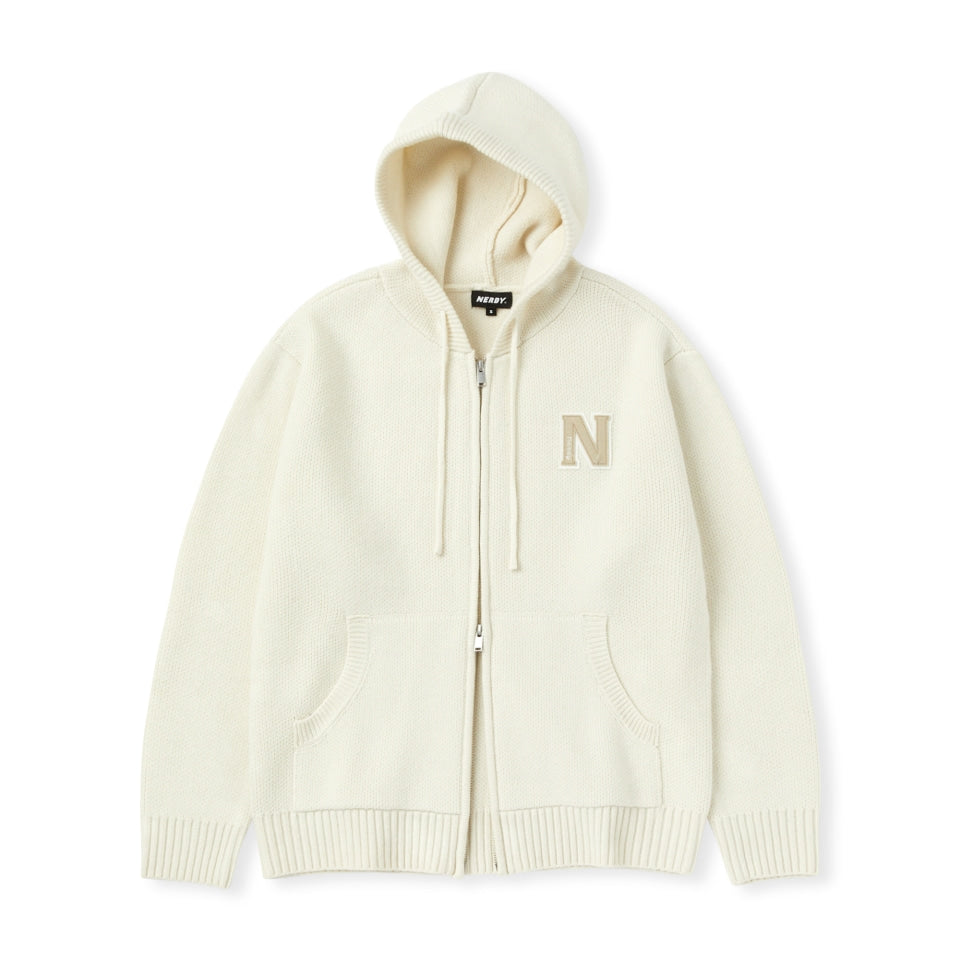 韓國 Nerdy Classic N Lambswool Blended Sweater Hoodie Zip-Up【NY061】