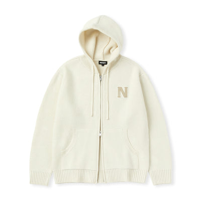 韓國 Nerdy Classic N Lambswool Blended Sweater Hoodie Zip-Up【NY061】