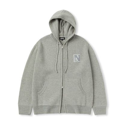 韓國 Nerdy Classic N Lambswool Blended Sweater Hoodie Zip-Up【NY061】