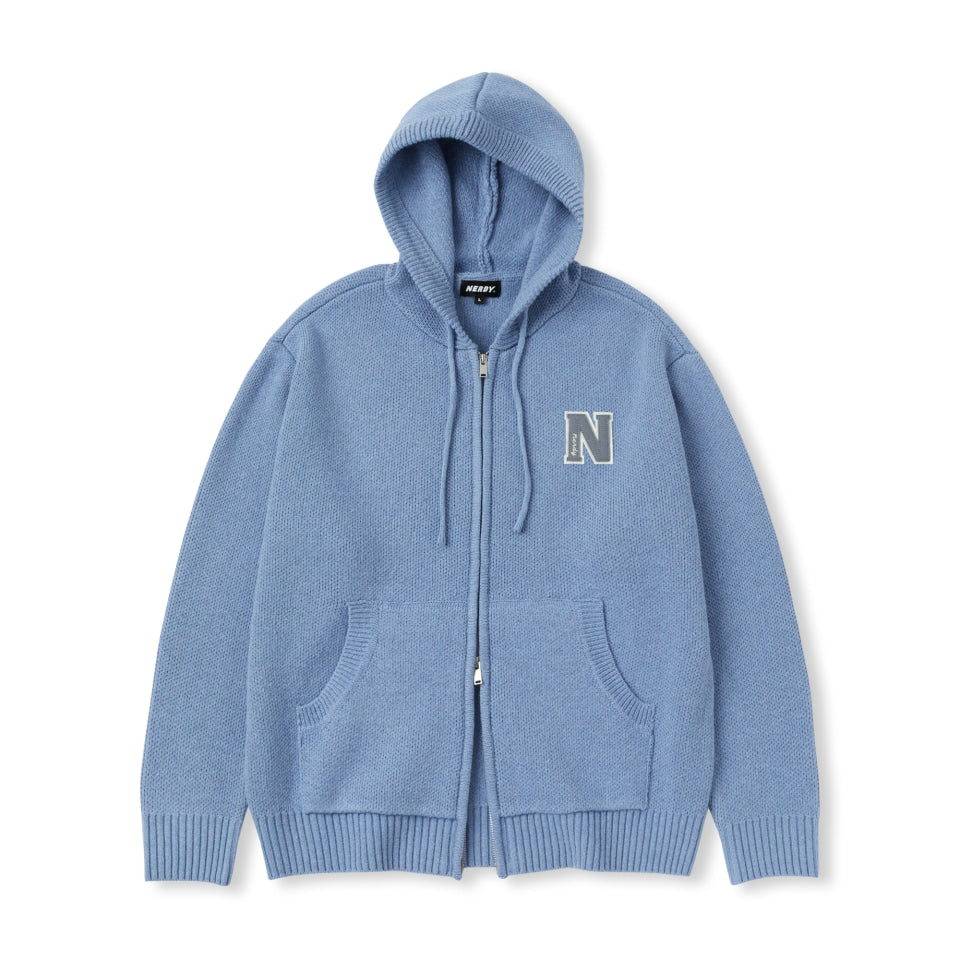 韓國 Nerdy Classic N Lambswool Blended Sweater Hoodie Zip-Up【NY061】