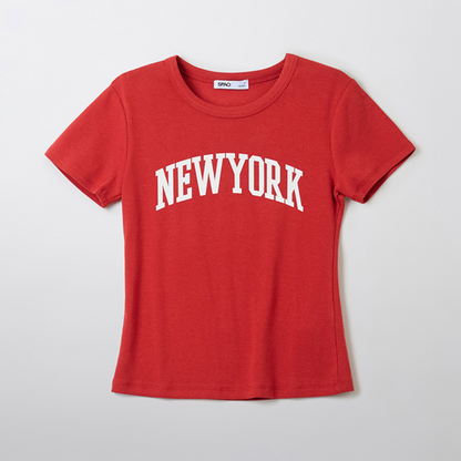 韓國 SPAO NEWYORK Slim Fit Short Sleeve T-Shirt【SP180】