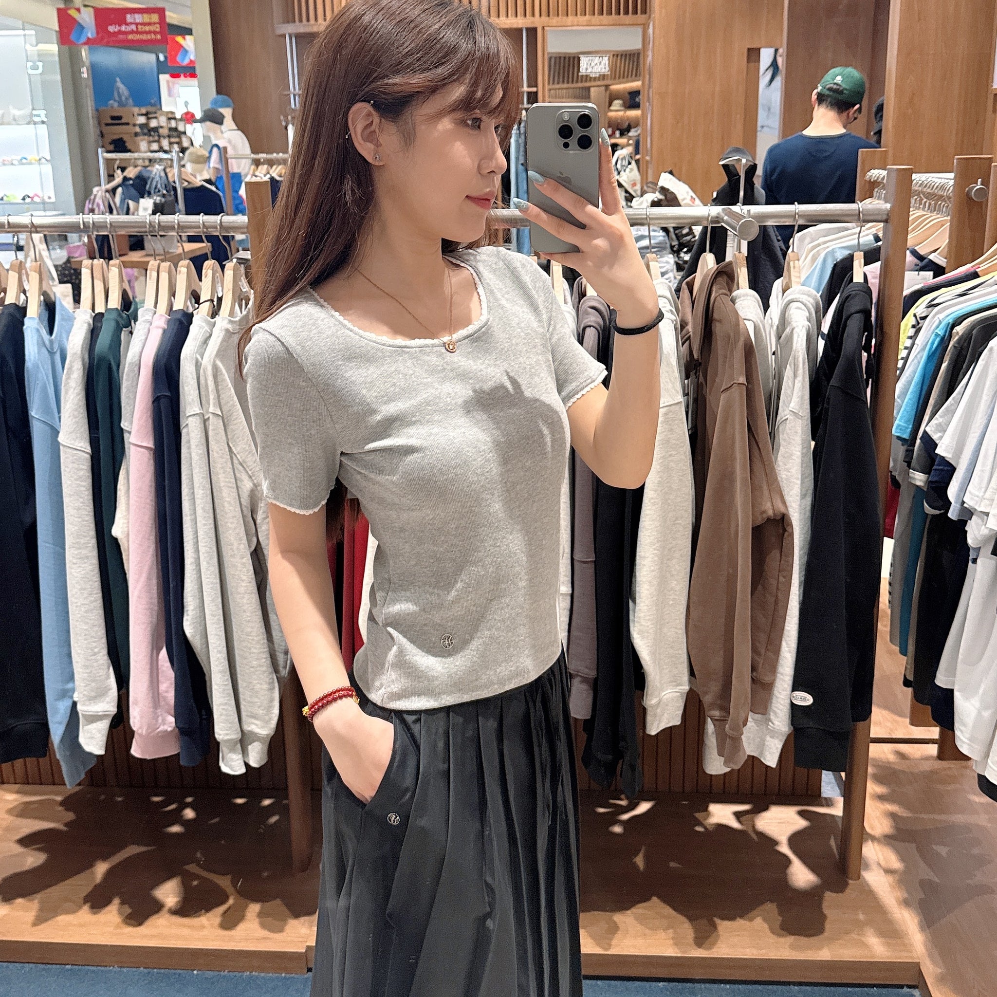 韓國 Marithe Francois Girbaud Women's LACE DETAIL T-SHIRTS【MF565】