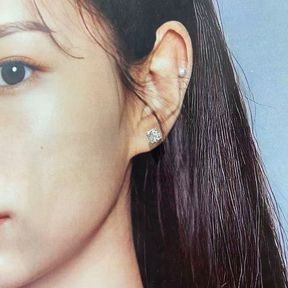 日本直送 精品牛頭方晶鑽石耳釘【JS375】
