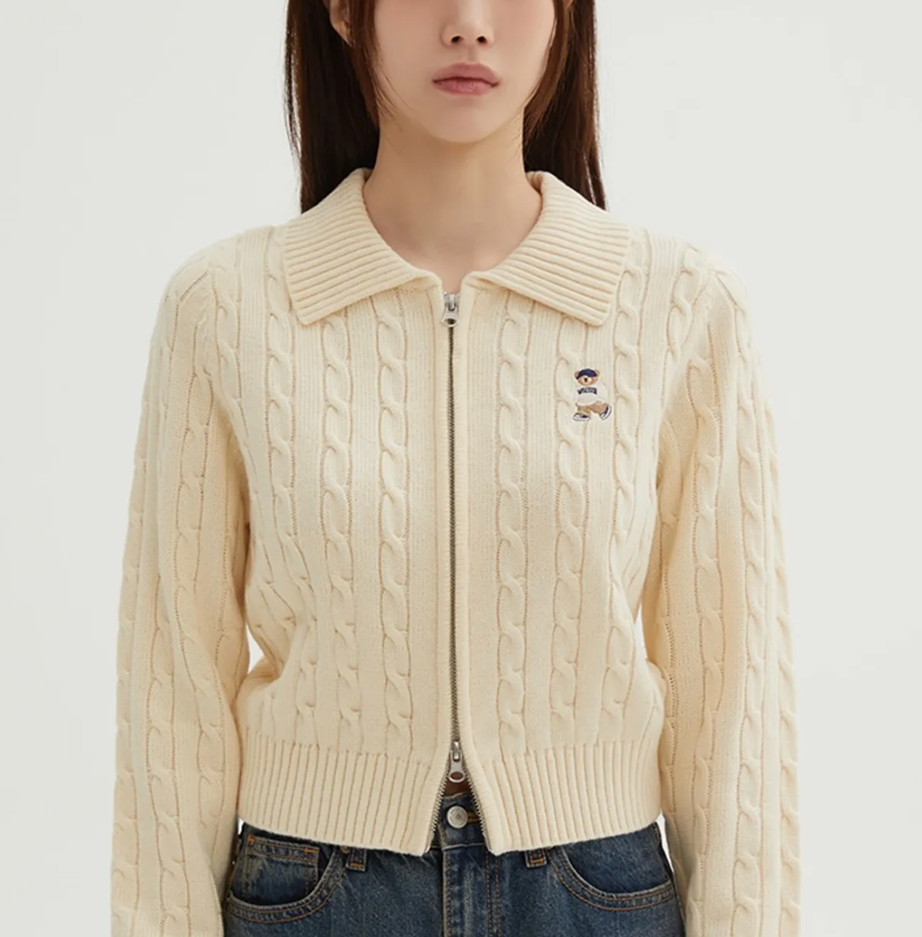 韓國 SPAO Collar Neck Zip-Up Cardigan【SP202】
