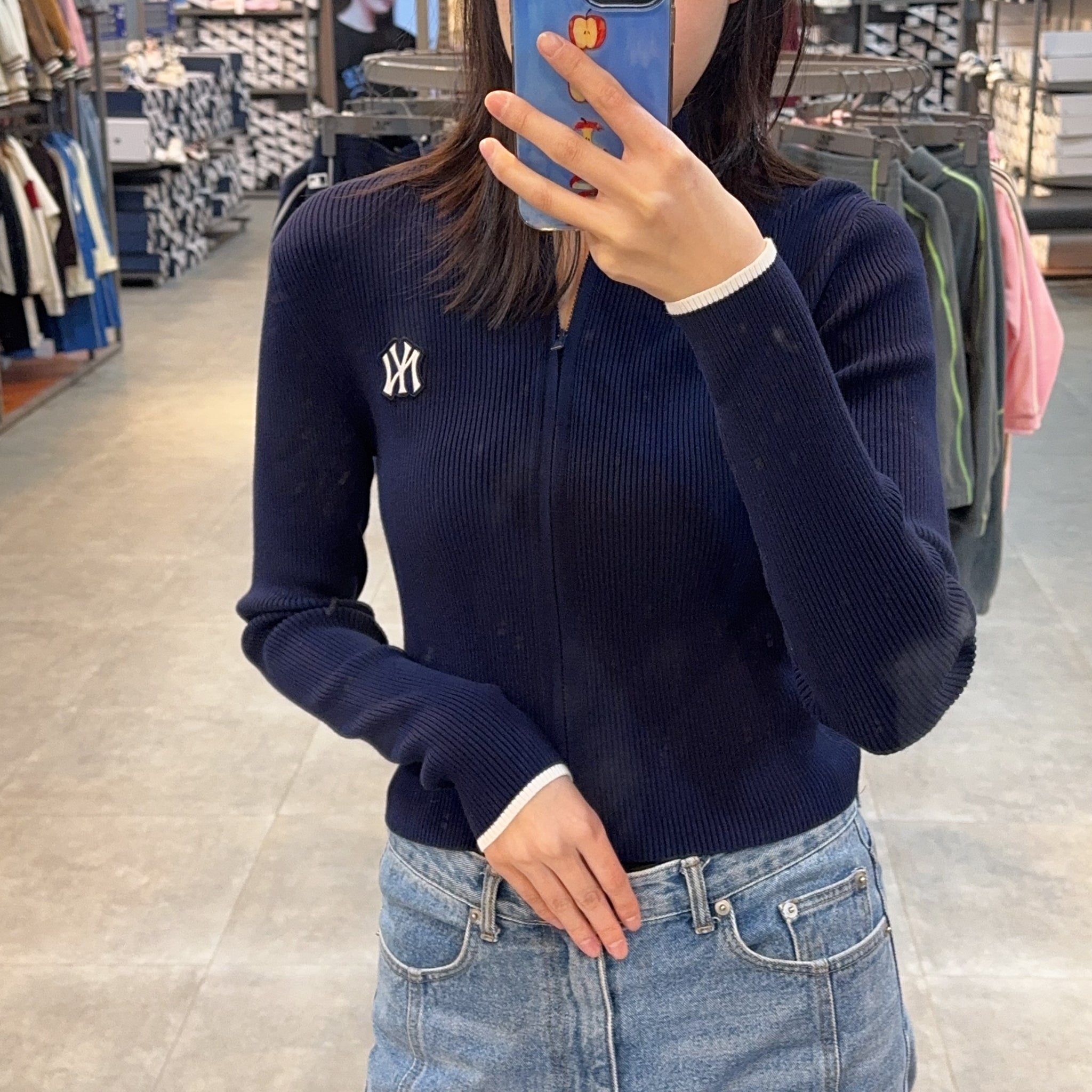 韓國 MLB Women's Varsity Ribbed Zip-Up Cardigan【MB041】