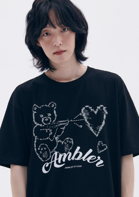韓國 Ambler Love Gun Luminous Graphic Short Sleeve T-shirt【AR114】