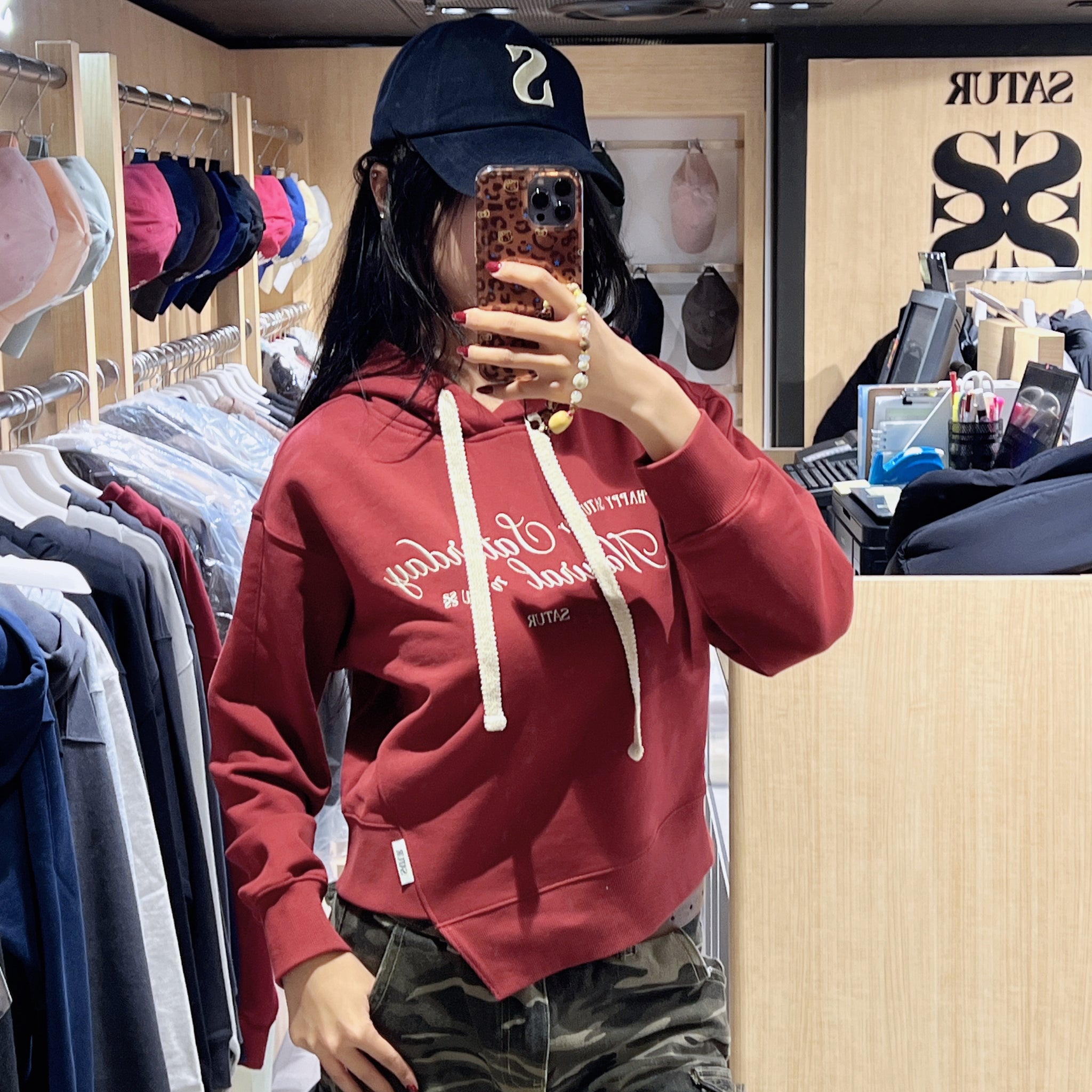 韓國 Satur Natural Saturday Crop Hoodie【SR226】