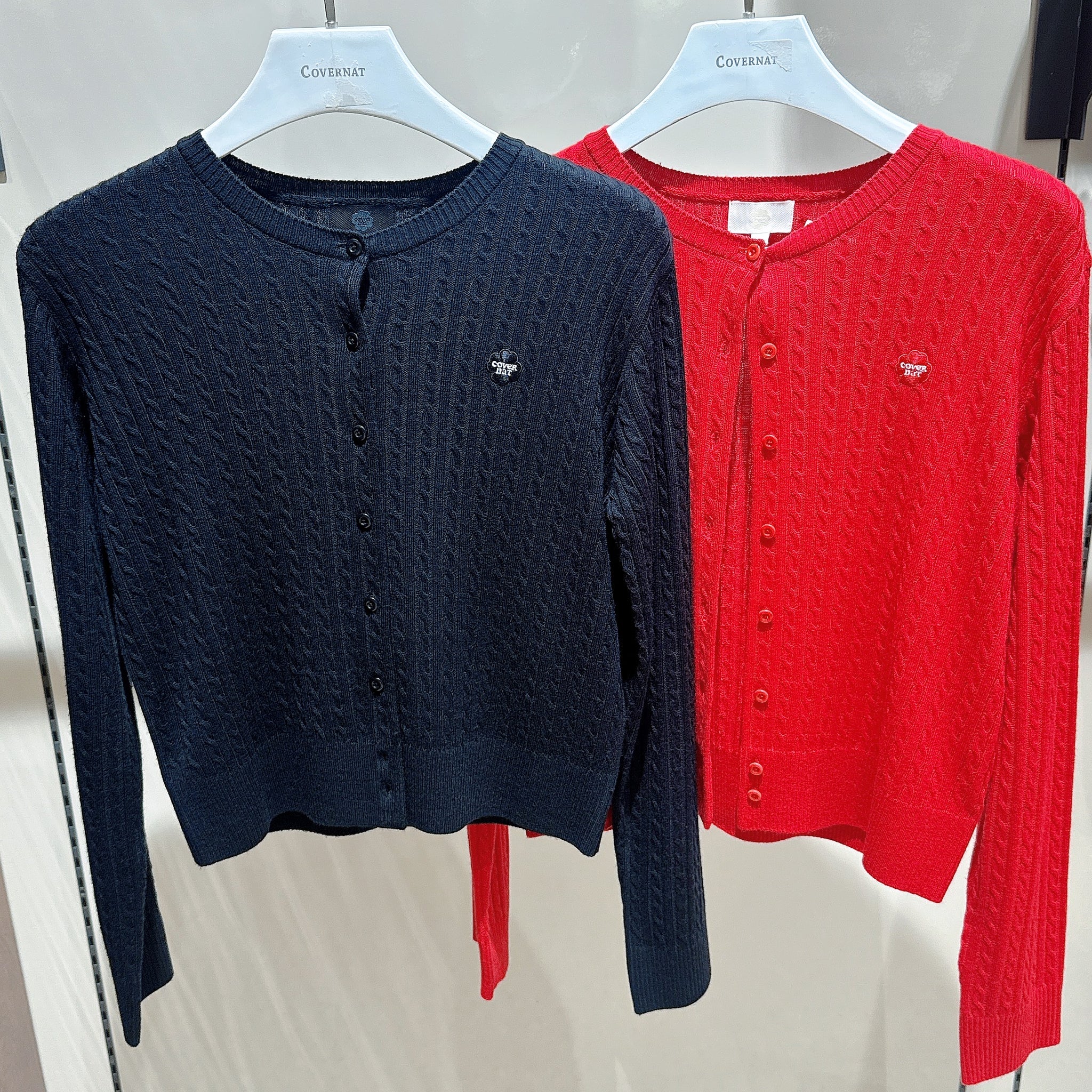 韓國 Covernat Women's Clover Heart Cable Cardigan【CO048】