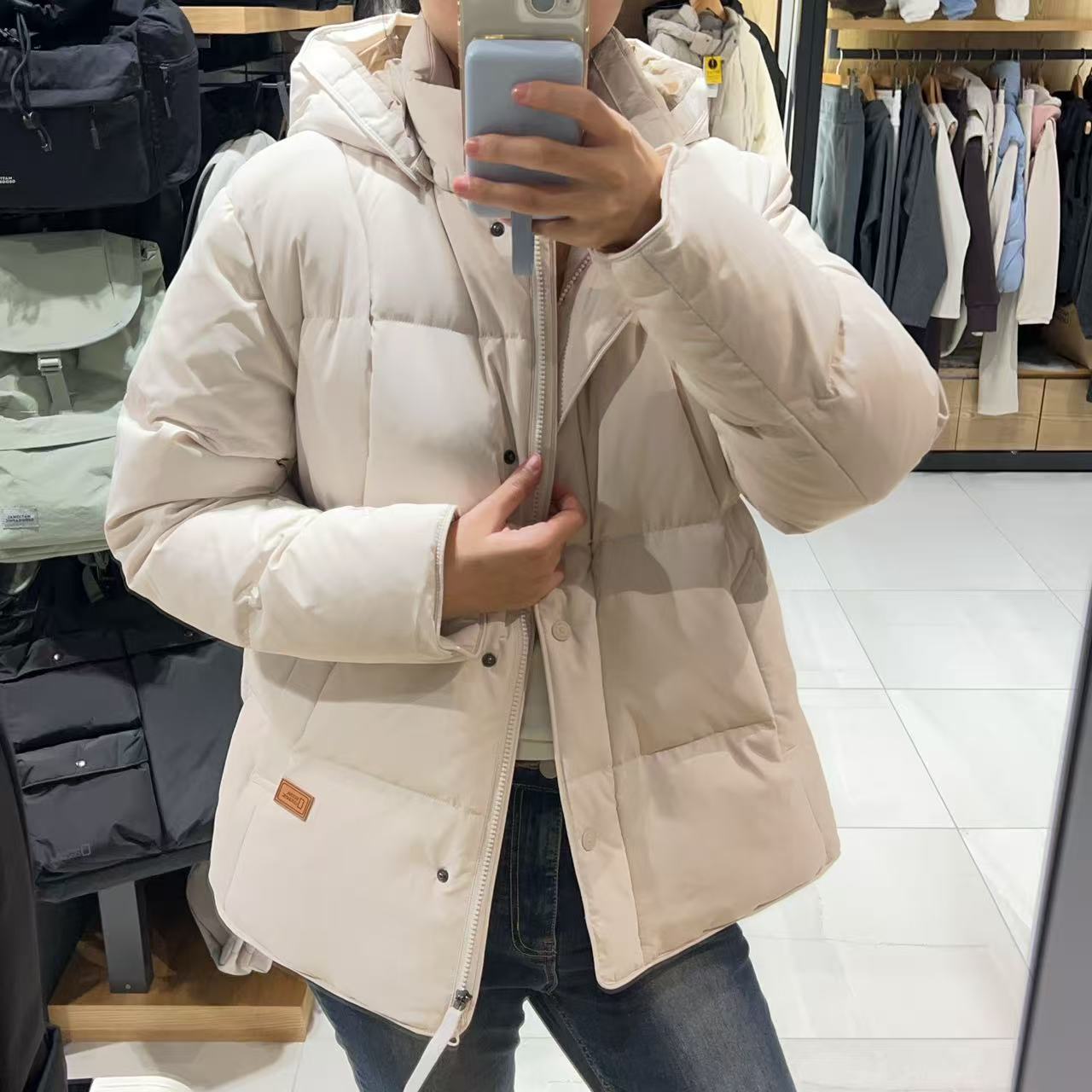 韓國 National Geographic Women's Square Quilted Hooded Detachable Duck Down Jumper (鴨絨)【NG281】