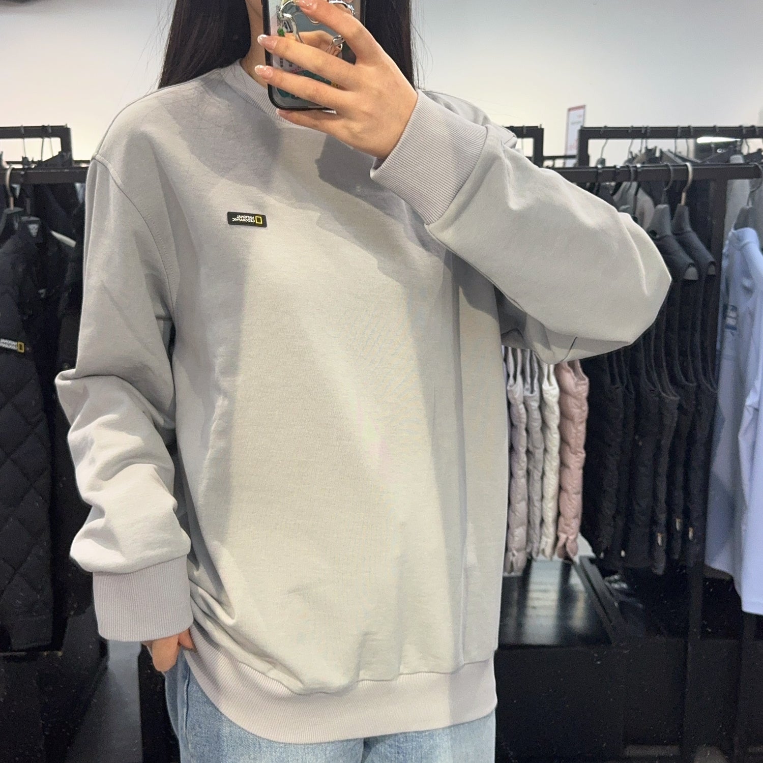 韓國 National Geographic Unisex Basic Small LOGO Sweatshirt【NG391】