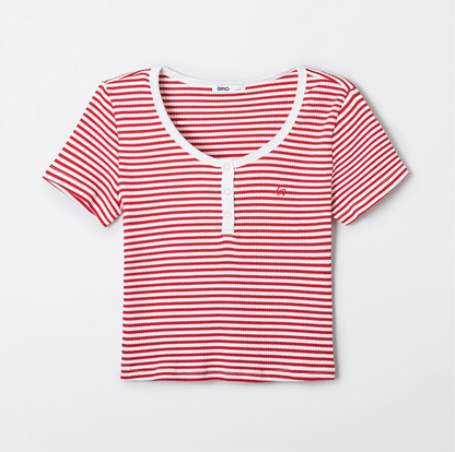 韓國 SPAO Henry Neck Crop Short Sleeve T-Shirt【SP177】
