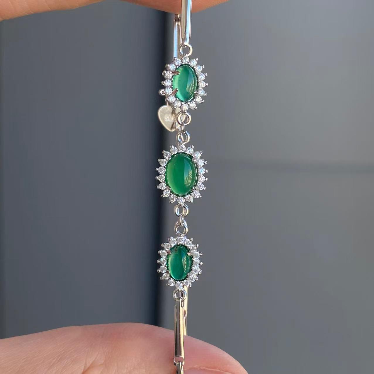 日本直送 綠玉髓銀制手鍊【JS364】