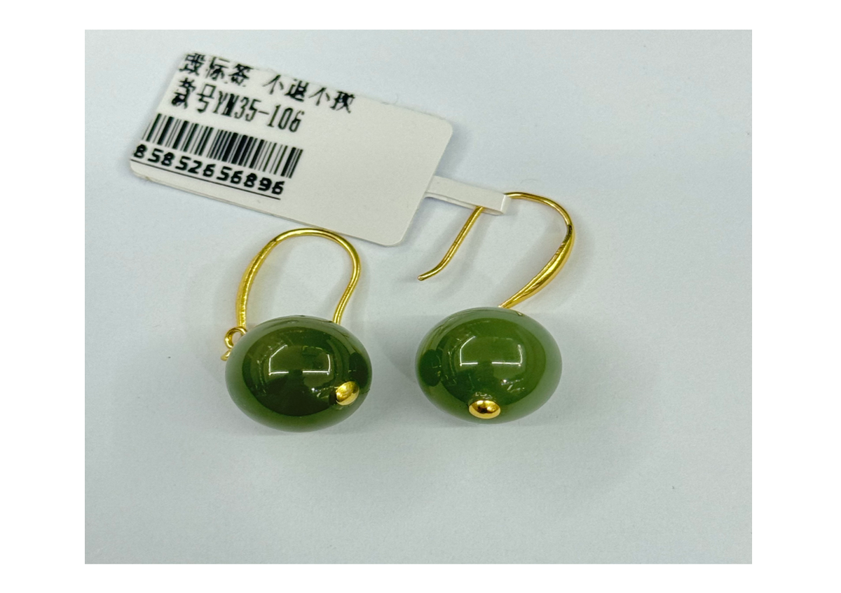 S925和田玉耳鉤【SE563】