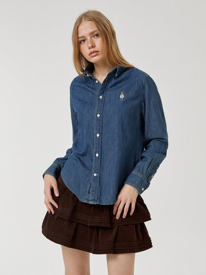 韓國 WhoAU Steve Denim Shirts【WA233】